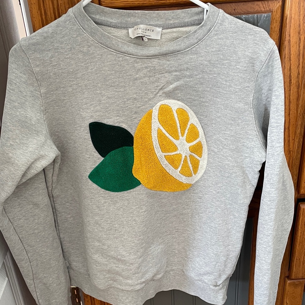 Gray Sweatshirt with Lemon Design